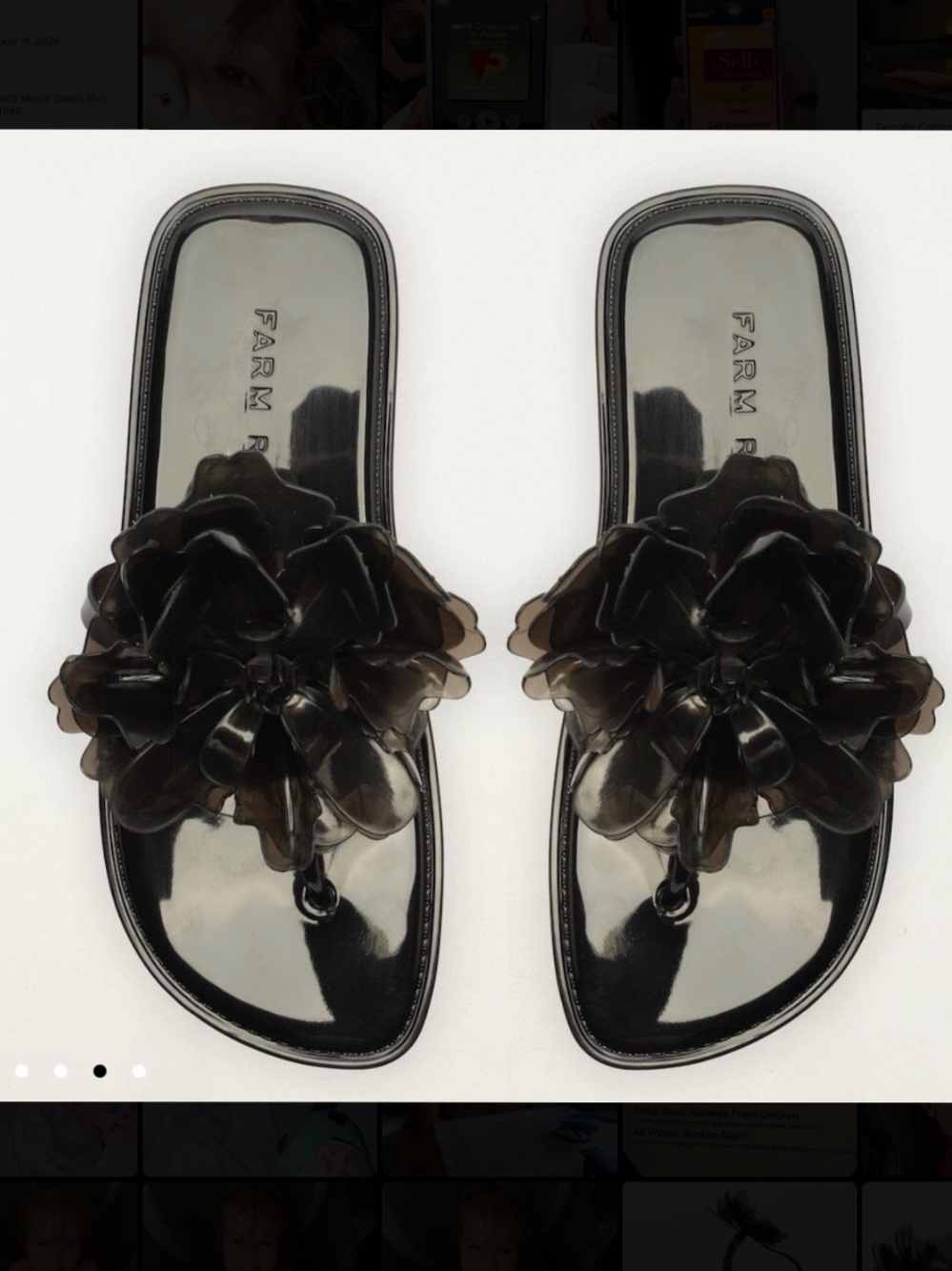 FARM Rio Black Jelly Flower Sandal Size 6/7 NIB - Picture 3 of 5